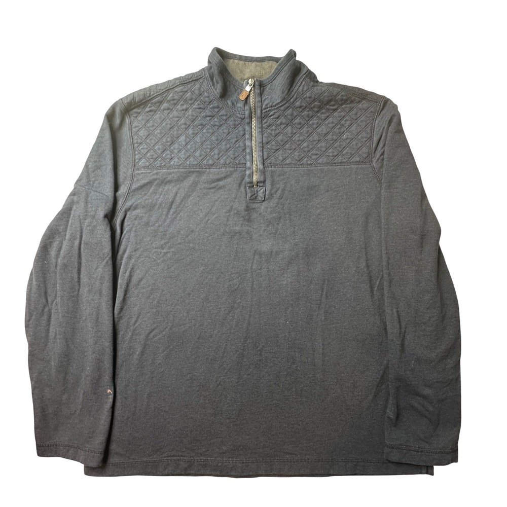 G.H. Bass & Co. Pullover Mens XL Blue Quilted Yoke Quarter Zip Mock Neck Sweater